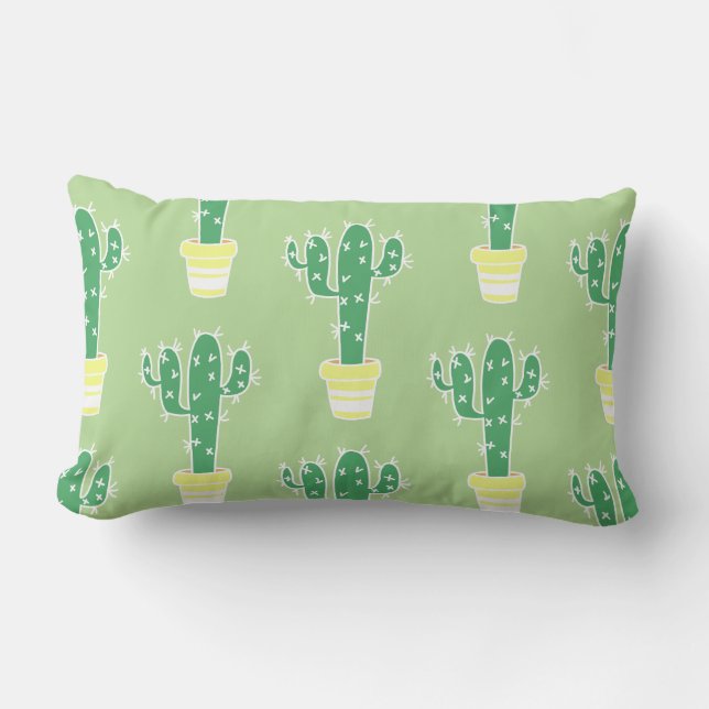Cute Cacti Poted Cactus Mönster Lumbarkudde (Framsida)