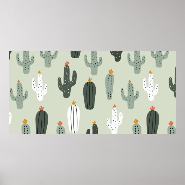Cute cacti seamless pattern,background with hand d poster (Framsidan)