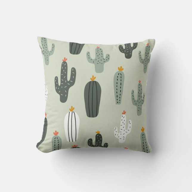 Cute cacti sömlös mönster, bakgrund med hand d kudde (Framsida)