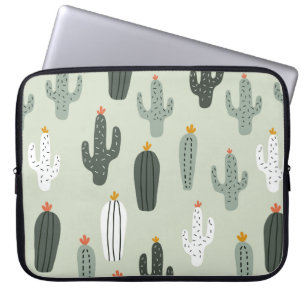 Cute cacti sömlös mönster, bakgrund med hand d laptop fodral