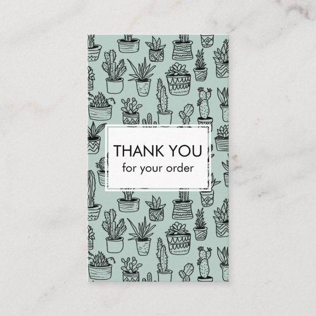 Cute Cacti & Succulents QR Code Order-Tack Visitkort (Framsida)