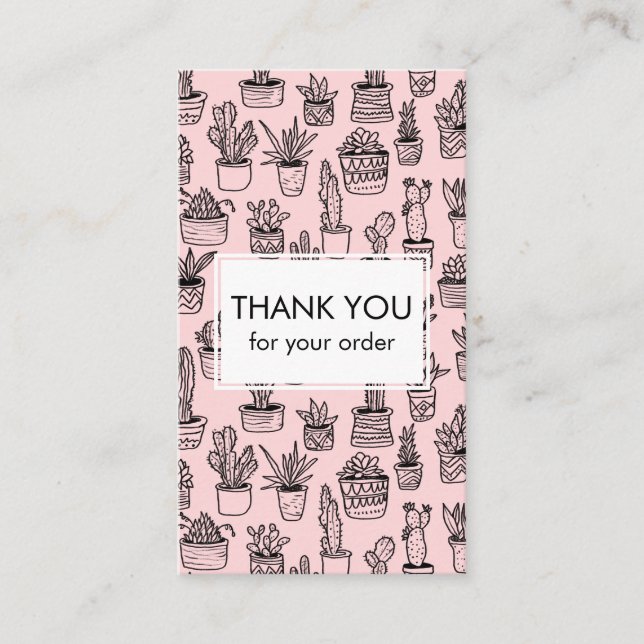 Cute Cacti & Succulents QR Code Order-Tack Visitkort (Framsida)