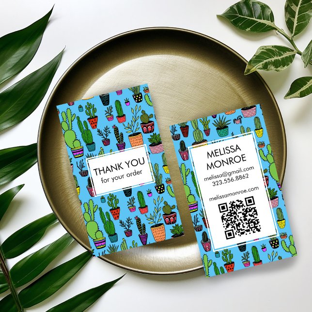 Cute Cacti & Succulents QR Code Order-Tack Visitkort (Cute Cacti & Succulents QR Code Order Thank You Business Card
Customer Appreciation Packaging Crafts)