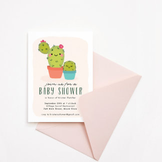 Cute Cactus Baby Shower Inbjudningar