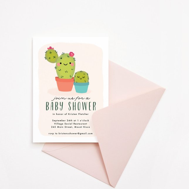 Cute Cactus Baby Shower Inbjudningar (Skapare uppladdad)