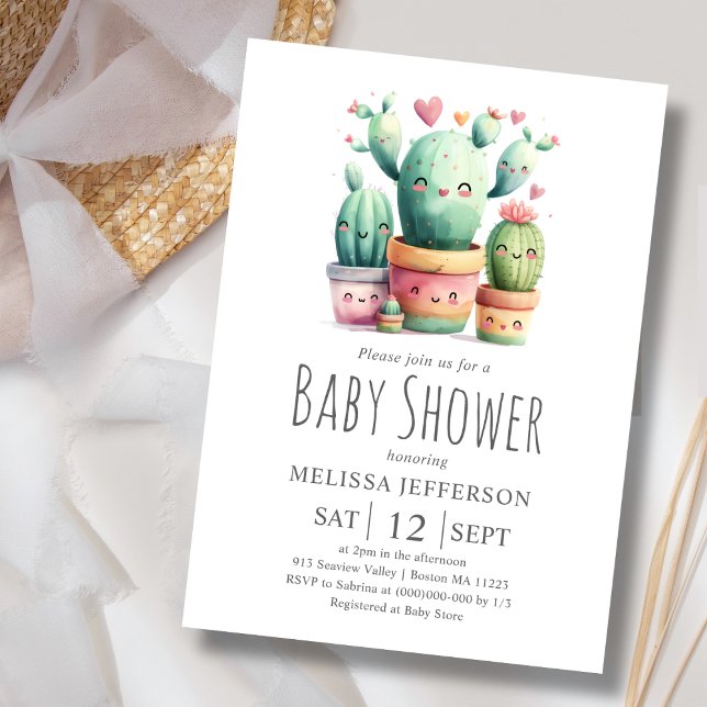 Cute Cactus Baby Shower Inbjudningar (Skapare uppladdad)