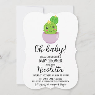 Cute Cactus Baby Shower Succulent Plant bjudande i Inbjudningar