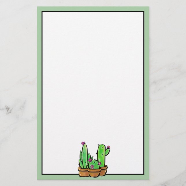 Cute Cactus cacti succulents Brevpapper (Framsida)