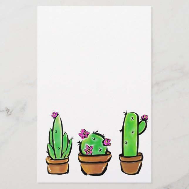 Cute Cactus cacti succulents Brevpapper (Framsida)