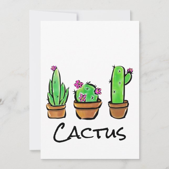 Cute Cactus cacti succulents Inbjudningar (Framsida)