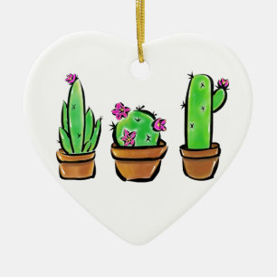 Cute Cactus cacti succulents Julgransprydnad Keramik