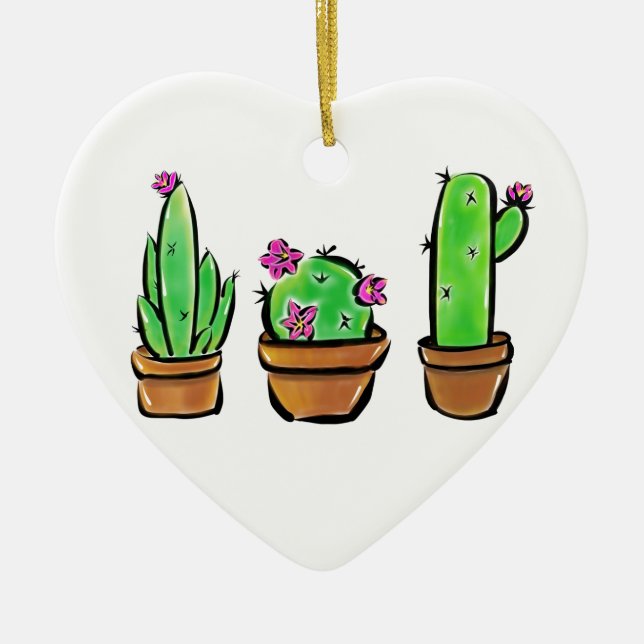 Cute Cactus cacti succulents Julgransprydnad Keramik (Framsidan)