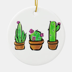 Cute Cactus cacti succulents Julgransprydnad Keramik