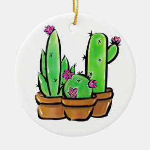Cute Cactus cacti succulents Julgransprydnad Keramik