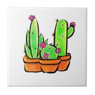 Cute Cactus cacti succulents Kakelplatta