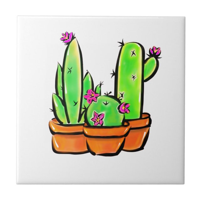 Cute Cactus cacti succulents Kakelplatta (Framsidan)