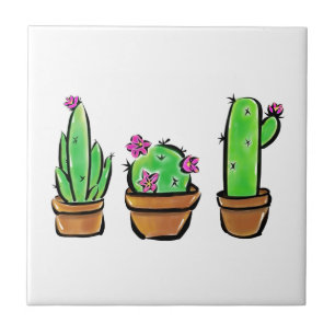Cute Cactus cacti succulents Kakelplatta
