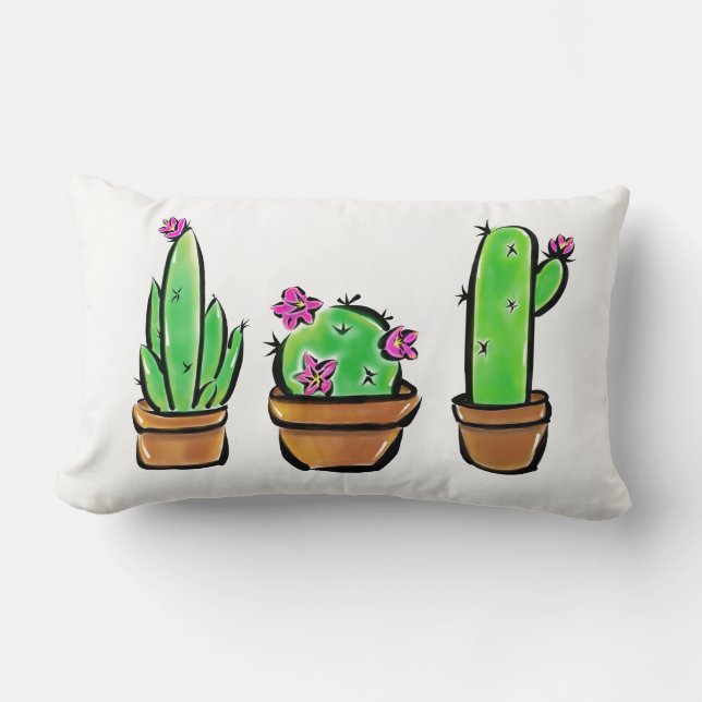 Cute Cactus cacti succulents Lumbarkudde (Framsida)
