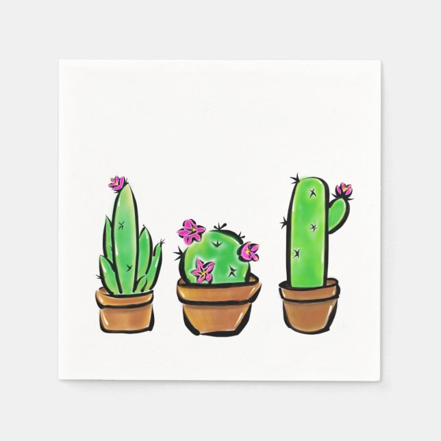 Cute Cactus cacti succulents Pappersservett (Framsidan)