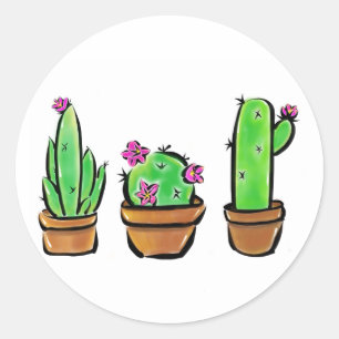 Cute Cactus cacti succulents Runt Klistermärke