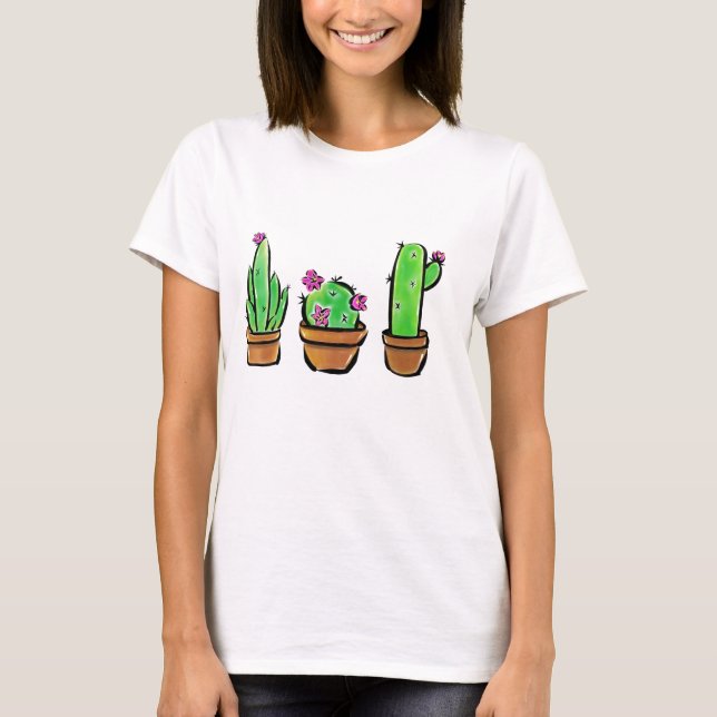 Cute Cactus cacti succulents T-shirt (Framsida)