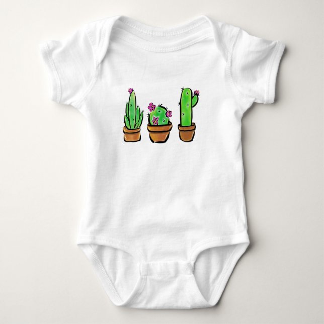 Cute Cactus cacti succulents T-shirt (Framsida)