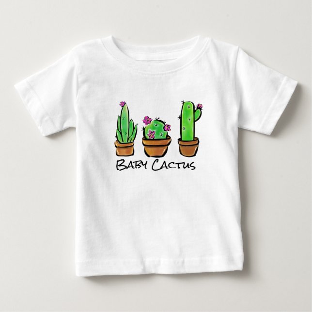 Cute Cactus cacti succulents Tee Shirt (Framsida)