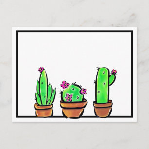 Cute Cactus cacti succulents Vykort