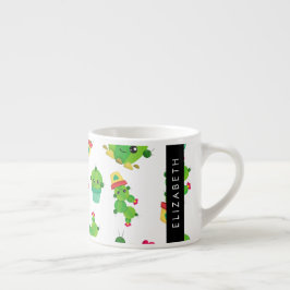 Cute Cactus, Cactus Mönster, Succult, ditt namn Espressomugg
