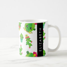 Cute Cactus, Cactus Mönster, Succult, ditt namn Kaffemugg