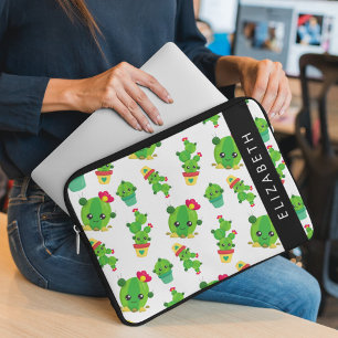 Cute Cactus, Cactus Mönster, Succult, ditt namn Laptop Fodral