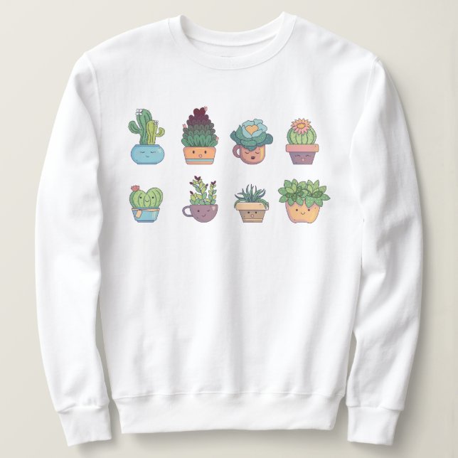 Cute Cactus Collector Kawaii Succulent Älskare T Shirt (Design framsida)