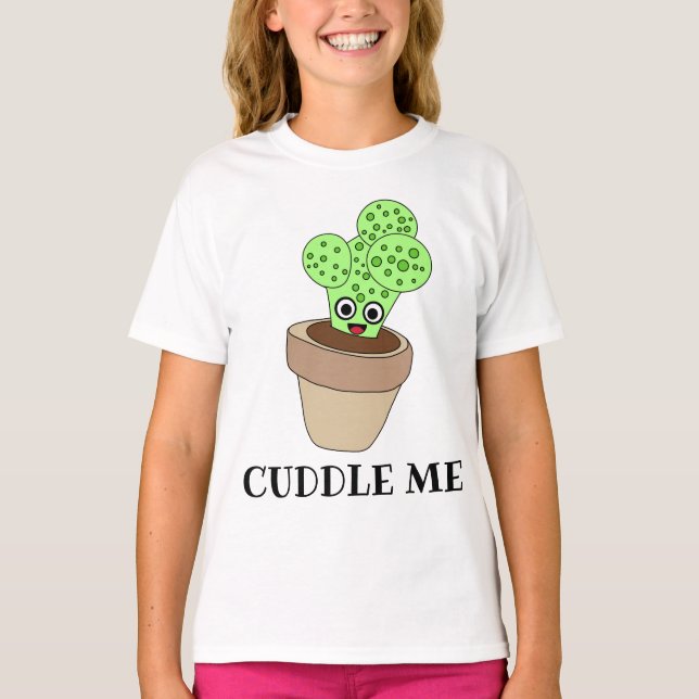 Cute Cactus Cuddle Child Nature Plant T Shirt (Framsida)