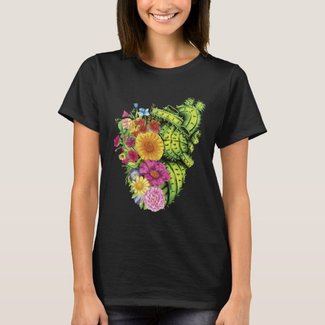 Cute Cactus Desert Flower Heart Cacti Succulents P T Shirt (Framsida)