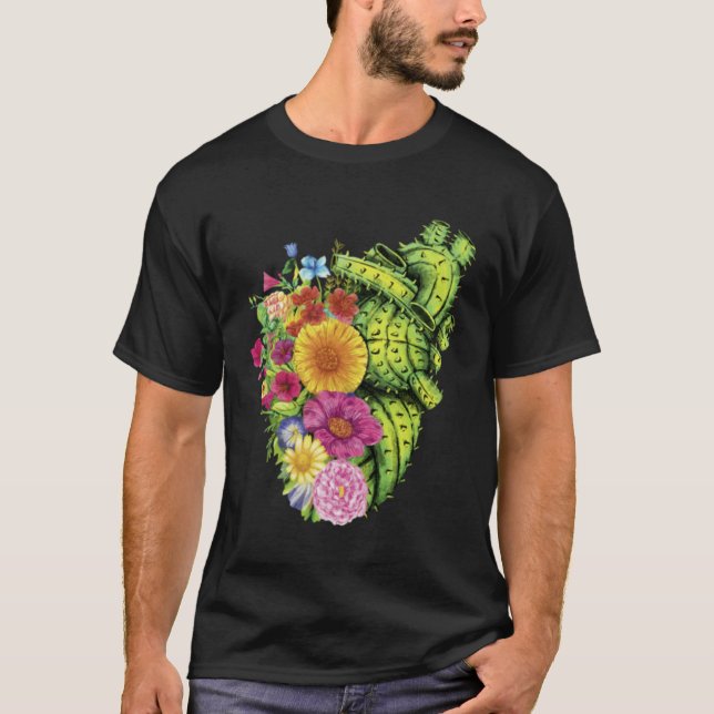 Cute Cactus Desert Flower Heart Cacti Succulents P T Shirt (Framsida)