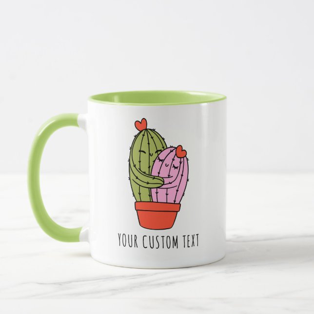 Cute Cactus Ett par Personliger Alla hjärtans dag Mugg (Vänster)