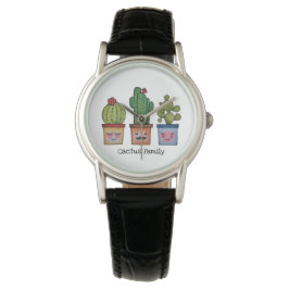 Cute Cactus Family in Watercolor Armbandsur