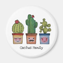 Cute Cactus Family in Watercolor Magnet