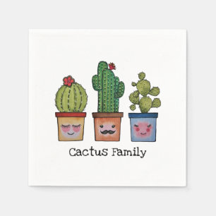 Cute Cactus Family in Watercolor Pappersservett