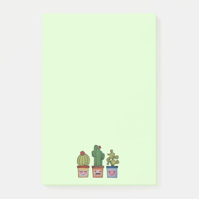 Cute Cactus Family in Watercolor Post-it Block (Framsida)