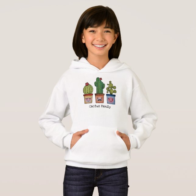 Cute Cactus Family in Watercolor T Shirt (Hel framsida)