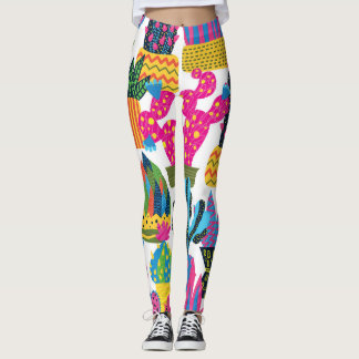 Cute Cactus: Färg, sömlös Roligt Leggings