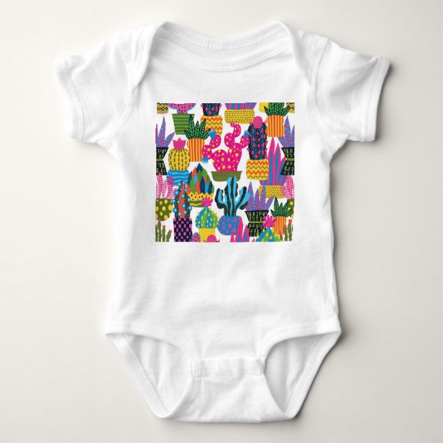 Cute Cactus: Färg, sömlös Roligt T Shirt (Framsida)