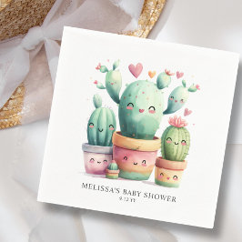 Cute Cactus Fiesta Baby Shower Pappersservett