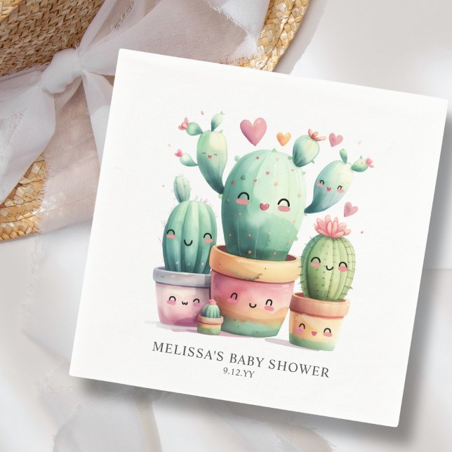 Cute Cactus Fiesta Baby Shower Pappersservett (Skapare uppladdad)
