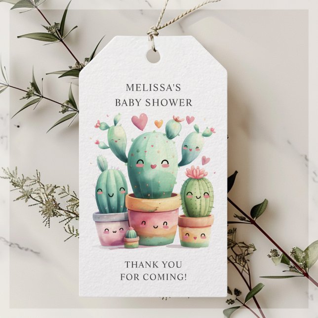 Cute Cactus Fiesta Baby Shower Tack för att du är  Presentetikett (Skapare uppladdad)