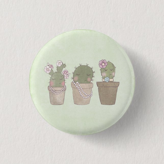 Cute Cactus Girls avlade juvelry Knapp (Framsida)