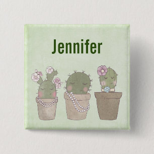 Cute Cactus Girls avlade juvelry Knapp