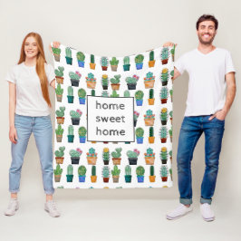 Cute Cactus Greenery Flower Natature Fleecefilt