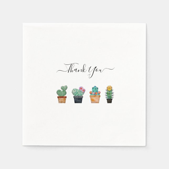 Cute Cactus Greenery Flower Tack Pappersservett (Framsidan)